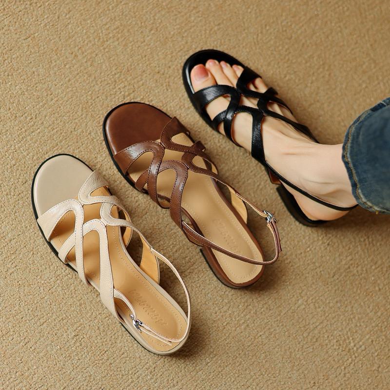 真皮涼鞋DANDT時尚羊皮花漾鏤空搭扣涼鞋（24 AUG BSH）同風格請在賣場搜尋-歐美女鞋