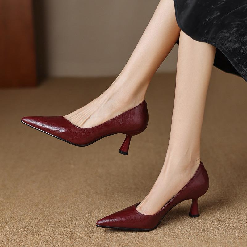 真皮跟鞋DANDT時尚羊皮尖頭通勤中跟鞋（24 AUG BSH）同風格請在賣場搜尋-歐美女鞋