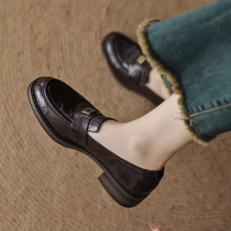 真皮樂福鞋DANDT時尚羊皮金屬釦套腳樂福鞋（24 OCT SAK）同風格請在賣場搜尋-歐美女鞋