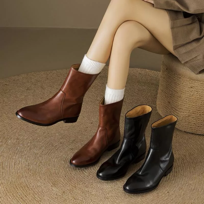 真皮短靴DANDT時尚水洗牛皮套筒質感短靴（24 DEC BHS）同風格請在賣場搜尋-歐美女鞋