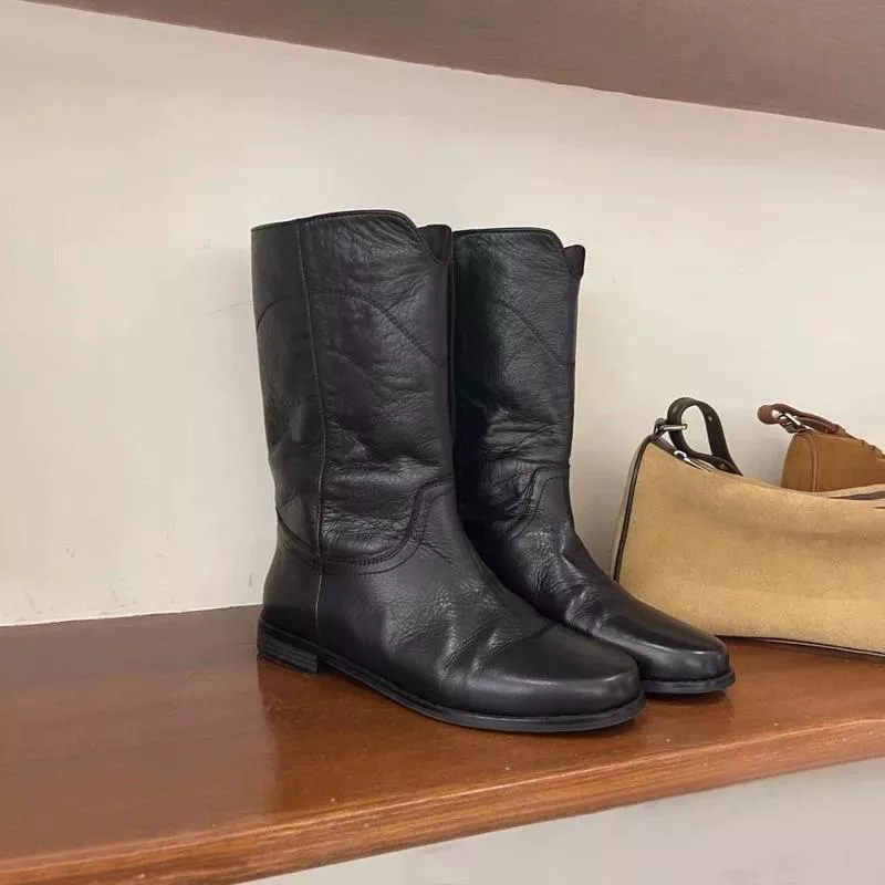 真皮短靴DANDT時尚牛皮韓版V口休閒短靴（24 DEC TA）同風格請在賣場搜尋-歐美女鞋