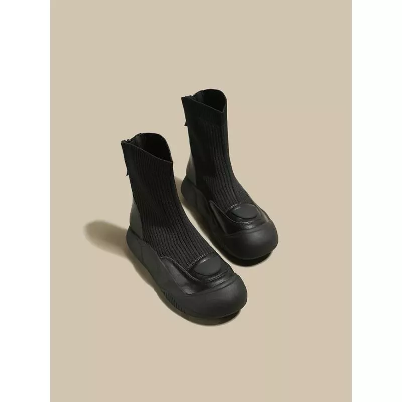 休閒短靴DANDT時尚復古顯瘦彈力拉鍊休閒靴（24 DEC TA）同風格請在賣場搜尋-歐美女鞋