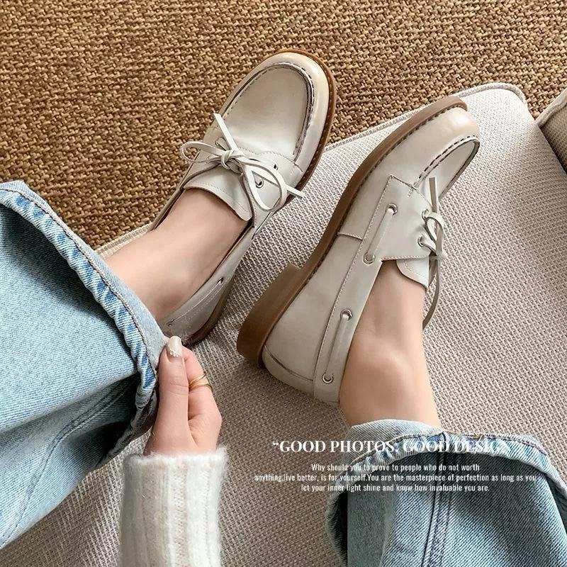 真皮帆船鞋DANDT時尚牛皮蝴蝶結帆船樂福鞋（25 JAN LON）同風格請在賣場搜尋-歐美女鞋