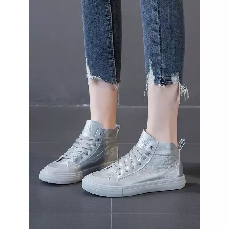 真皮休閒鞋DANDT時尚牛皮潮流繫帶高筒休閒鞋（24 DEC TA）同風格請在賣場搜尋-歐美女鞋