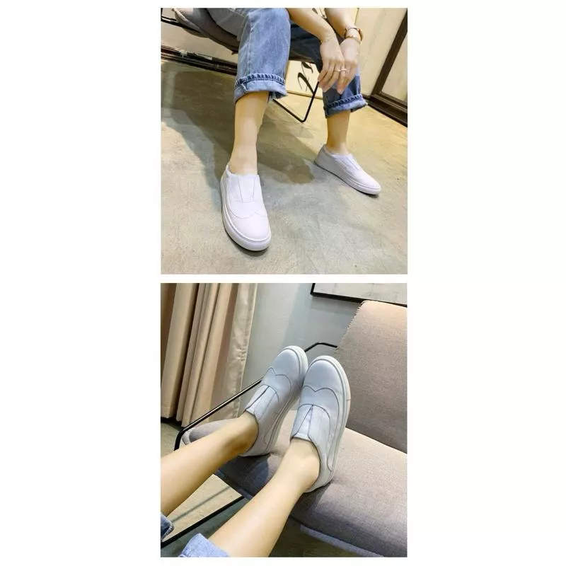 真皮樂福鞋DANDT時尚牛皮柔軟舒適套腳懶人小白鞋（25 JAN TA）同風格請在賣場搜尋-歐美女鞋