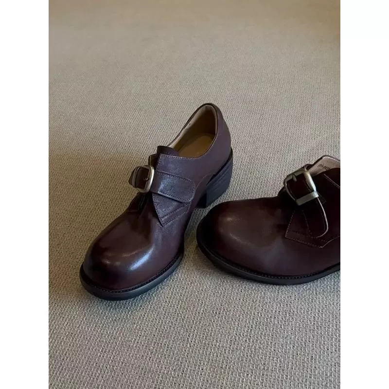 樂福鞋DANDT時尚復古粗跟單釦圓頭樂福鞋（24 DEC TA）同風格請在賣場搜尋-歐美女鞋