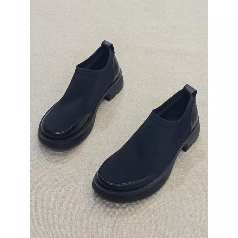 舒適休閒鞋DANDT時尚舒適牛皮拼接彈力布軟底休閒鞋（25 FEB TA）同風格請在賣場搜尋-歐美女鞋