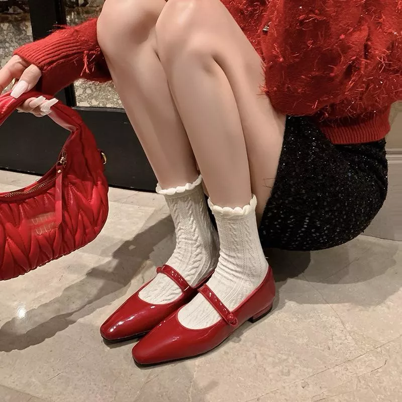 真皮平跟鞋DANDT時尚羊漆皮瑪莉珍一字帶平底鞋（25 FEB LON）同風格請在賣場搜尋-歐美女鞋