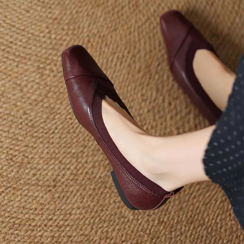 真皮平底鞋DANDT時尚羊皮方頭鬆緊套腳通勤單鞋（25 FEB LON）同風格請在賣場搜尋歐美女鞋