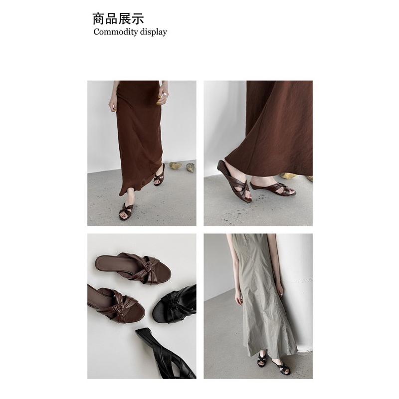 真皮拖鞋DANDT時尚羊皮蝴蝶扭結露趾涼拖（25 APR LON）同風格請在賣場搜尋-歐美女鞋