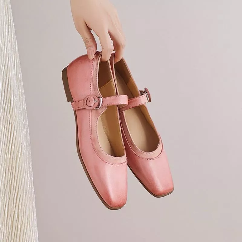 真皮單鞋DANDT時尚牛皮一字帶方頭平底鞋（25 APR LON）同風格請在賣場搜尋-歐美女鞋