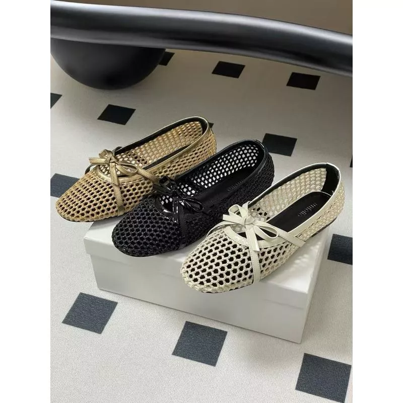 魚網鞋DANDT時尚內墊羊皮針織鏤空蝴蝶結魚網平底鞋（25 MAY LUC)同風格請在賣場搜尋-外銷女鞋