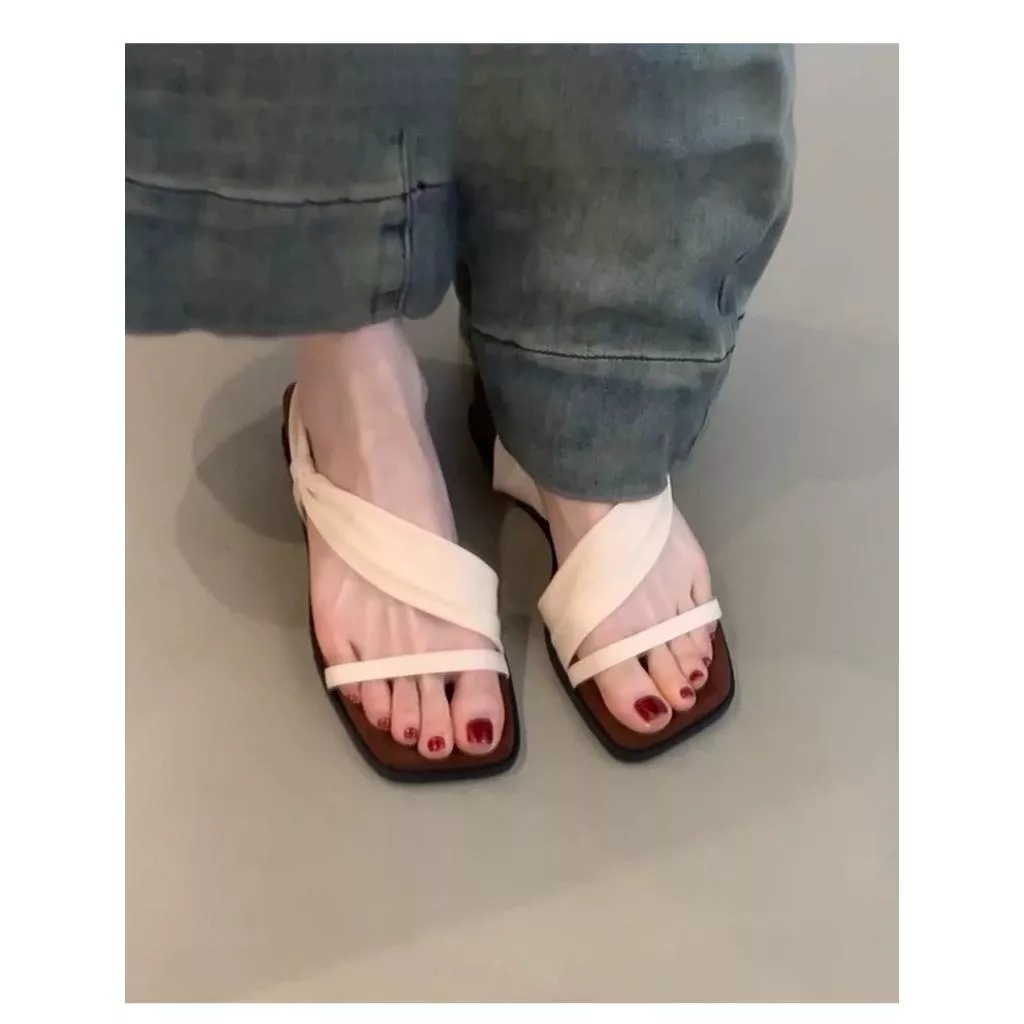 真皮涼鞋DANDT時尚緞帶兩穿方頭厚底舒適渡假涼鞋（25 JUL TA PEA)同風格請在賣場搜尋-歐美女鞋