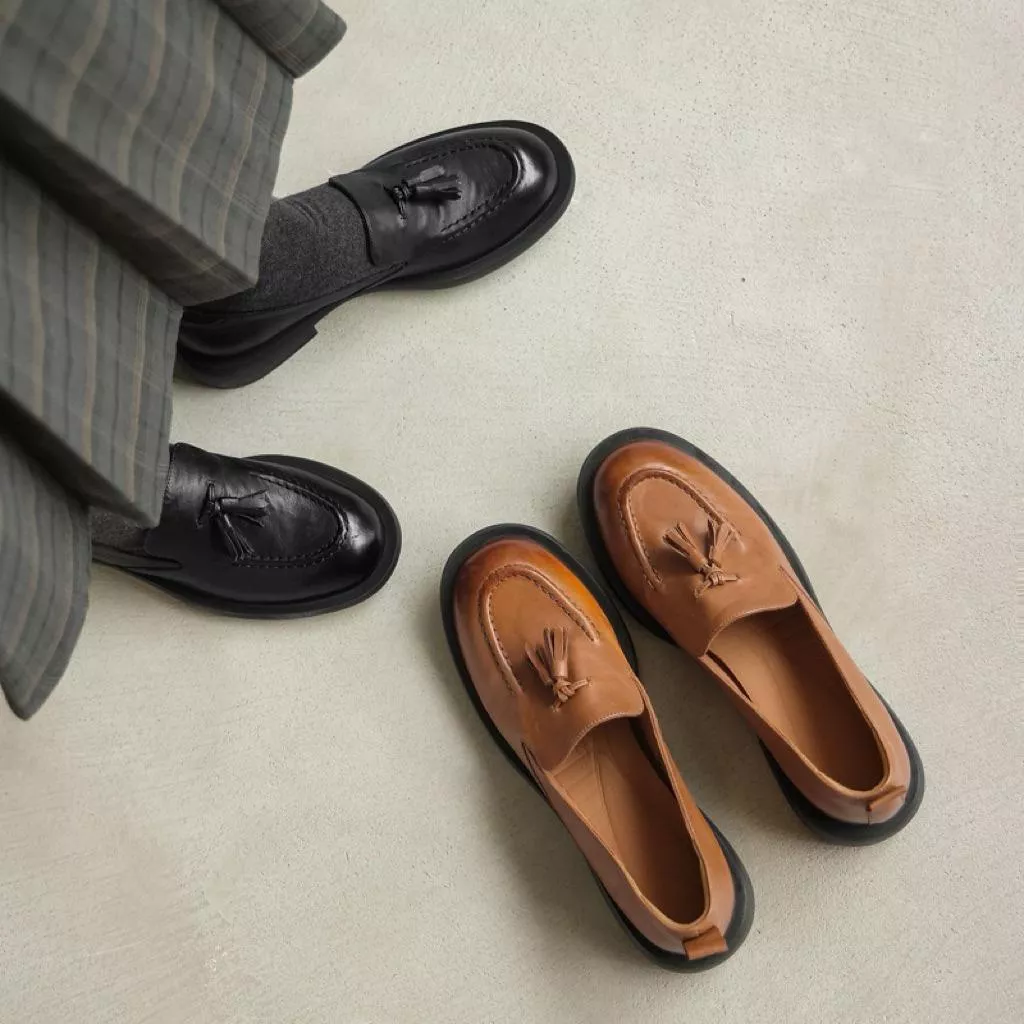 真皮樂福鞋DANDT時尚牛皮流蘇英倫學院樂福單鞋（26 JAN BHS)同風格請在賣場搜尋-歐美女鞋