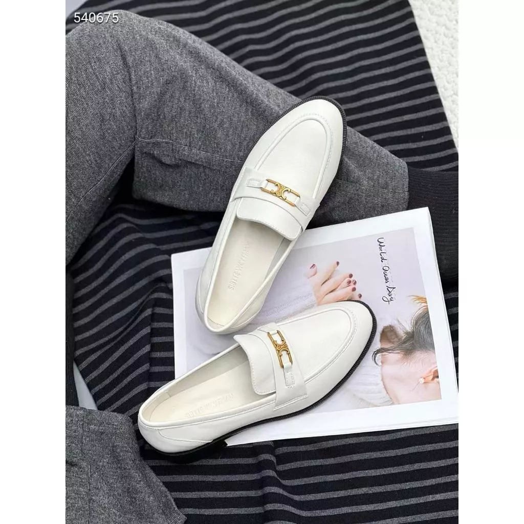 真皮樂福鞋DANDT時尚羊皮開邊珠牛皮金屬釦通勤街拍樂福鞋（25 DEC LUC)同風格請在賣場搜尋-外銷女鞋