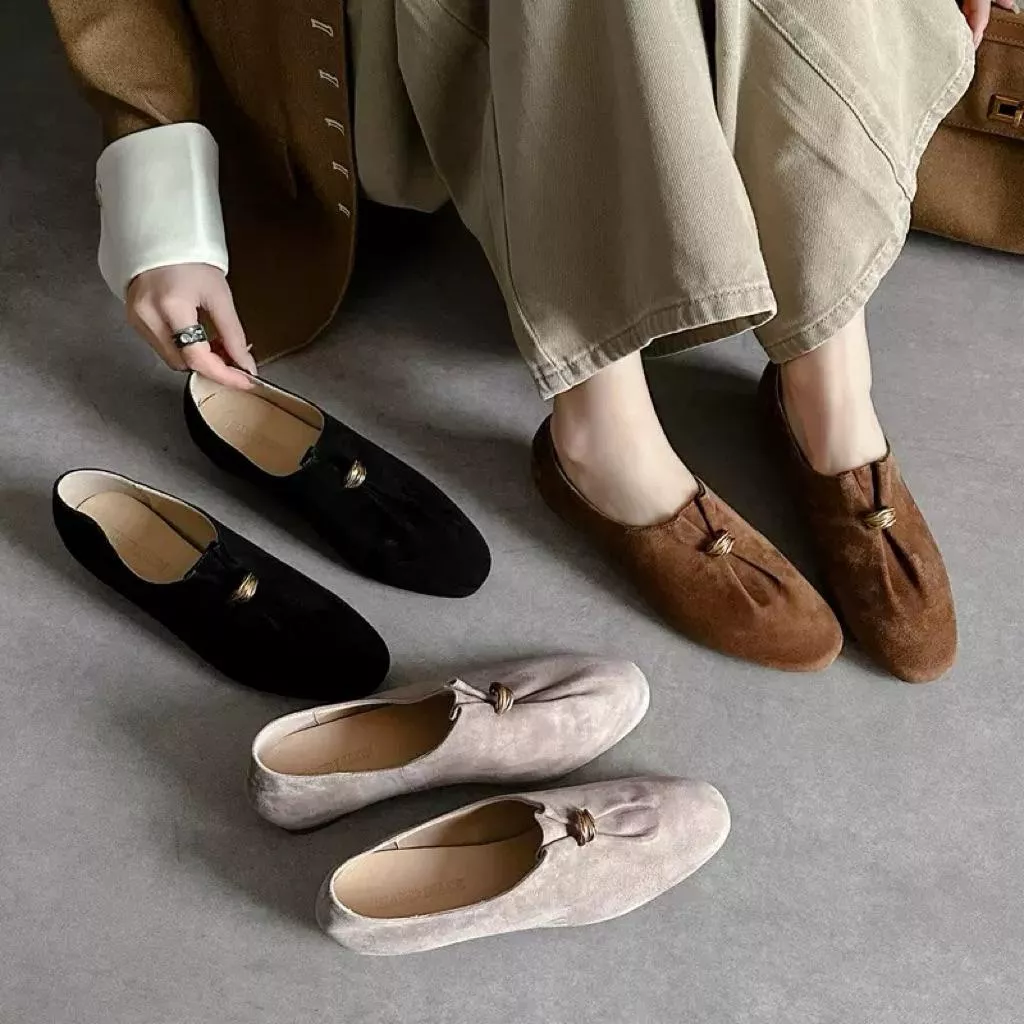 真皮樂福鞋DANDT時尚金屬釦羊反絨奶奶樂福鞋（26 JAN BHS)同風格請在賣場搜尋-歐美女鞋