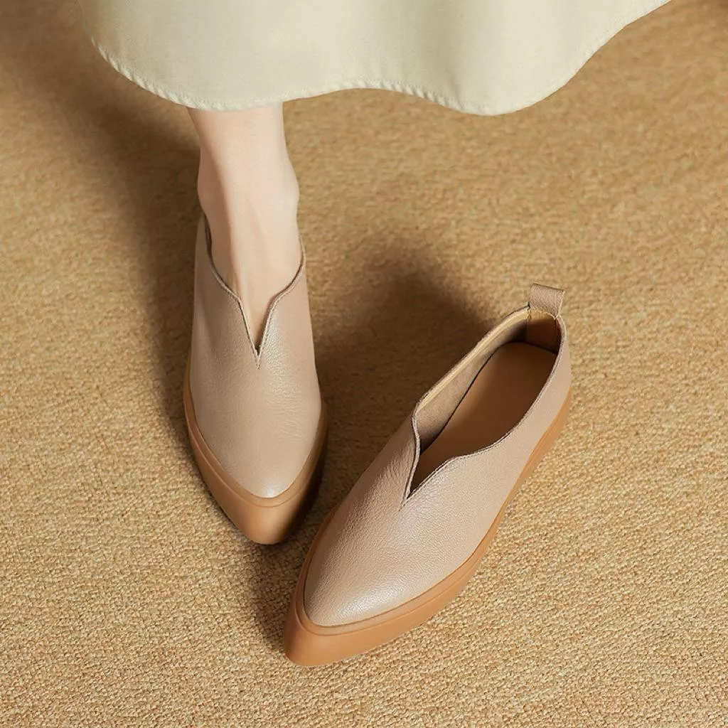 真皮單鞋DANDT時尚羊皮柔軟舒適V口樂福鞋（25 SEP BSH)同風格請在賣場搜尋-歐美女鞋