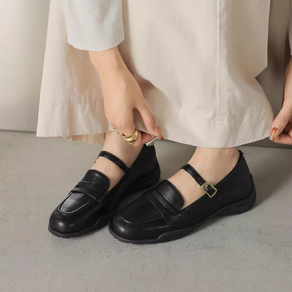 真皮樂福鞋DANDT時尚羊皮一字帶內增高樂福鞋（25 SEP BHS)同風格請在賣場搜尋-歐美女鞋