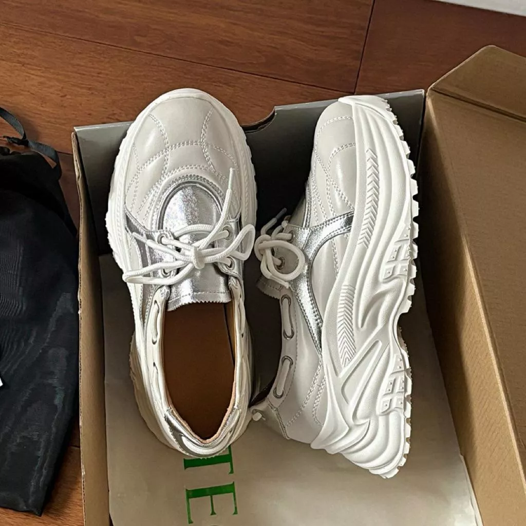 真皮休閒鞋DANDT時尚牛皮拼色繫帶厚底休閒鞋（25 SEP BSH)同風格請在賣場搜尋-歐美休閒鞋