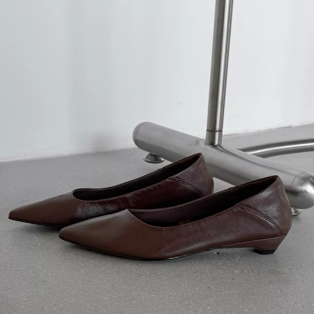 真皮跟鞋DANDT時尚牛皮不累腳底跟通勤尖頭鞋鞋（25 SEP BHS)同風格請在賣場搜尋-歐美女鞋