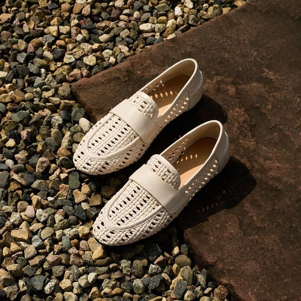 編織樂福鞋DANDT時尚牛皮編織鏤空樂福鞋（25 AUG LON)同風格請在賣場搜尋-歐美女鞋