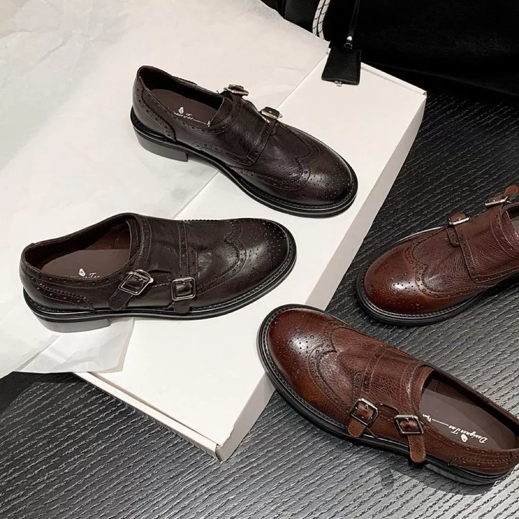 真皮牛津鞋DANDT時尚水洗牛皮布洛克雕花英倫紳士鞋（25 SEP BHS)同風格請在賣場搜尋-歐美女鞋