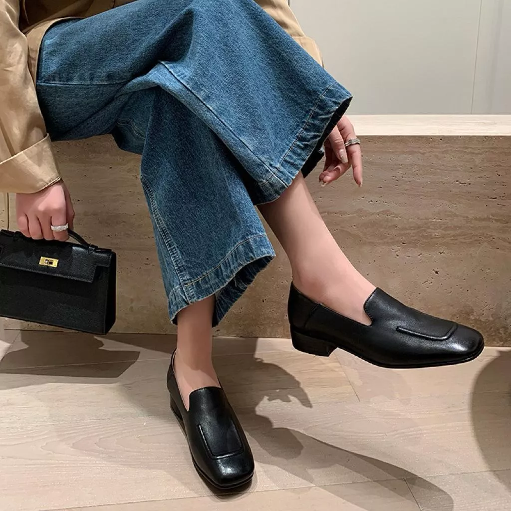 真皮樂福鞋DANDT時尚羊皮舒適方頭簡約低跟樂福鞋（25 AUG LON)同風格請在賣場搜尋-歐美女鞋