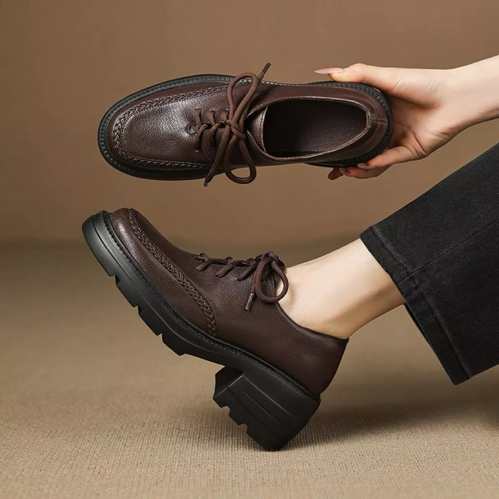 真皮紳士鞋DANDT時尚牛皮英倫復古學院繫帶粗跟鞋（25 SEP LON)同風格請在賣場搜尋-歐美女鞋