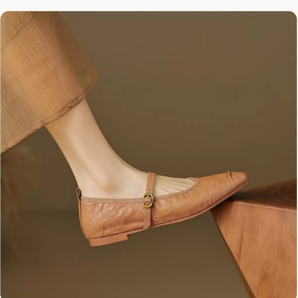 真皮平底鞋DANDT時尚羊皮柔軟一字帶氣質平底鞋（25 SEP LON)同風格請在賣場搜尋-歐美女鞋