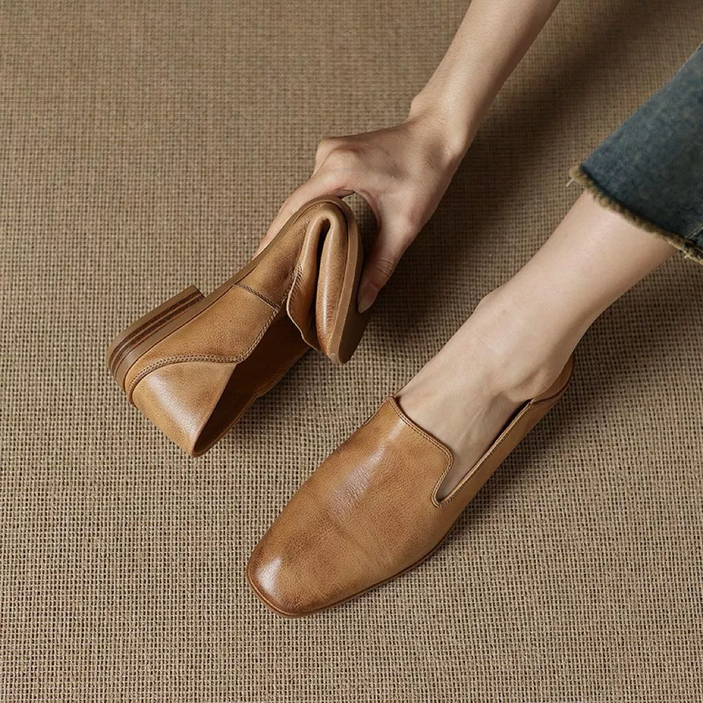 真皮樂福鞋DANDT時尚牛皮擦色復古通勤休閒樂福鞋（25 AUG LON)同風格請在賣場搜尋-歐美女鞋