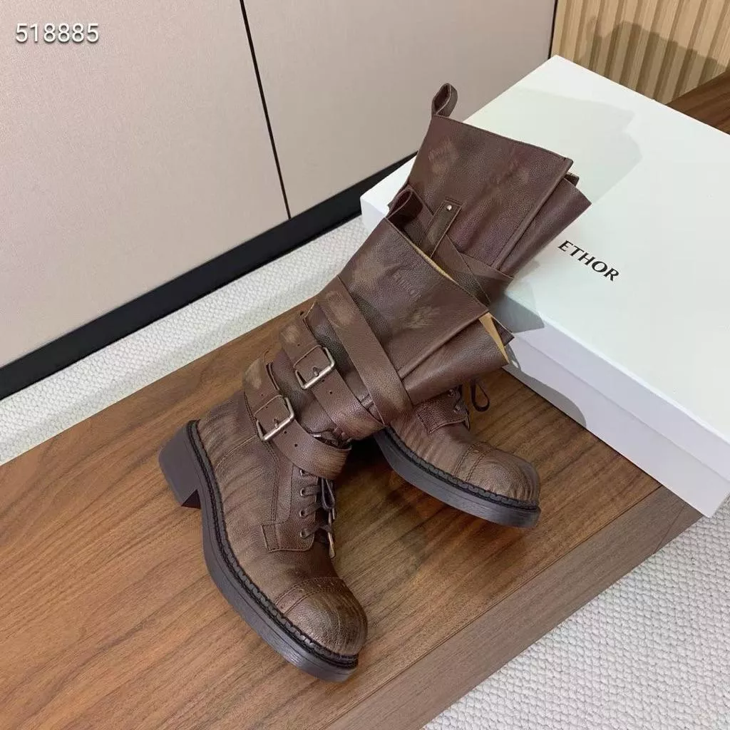 真皮短靴DANDT時尚牛皮秋冬復古牛津雙釦帶機車短靴（25 JUL AUG)同風格請在賣場搜尋-外銷女鞋