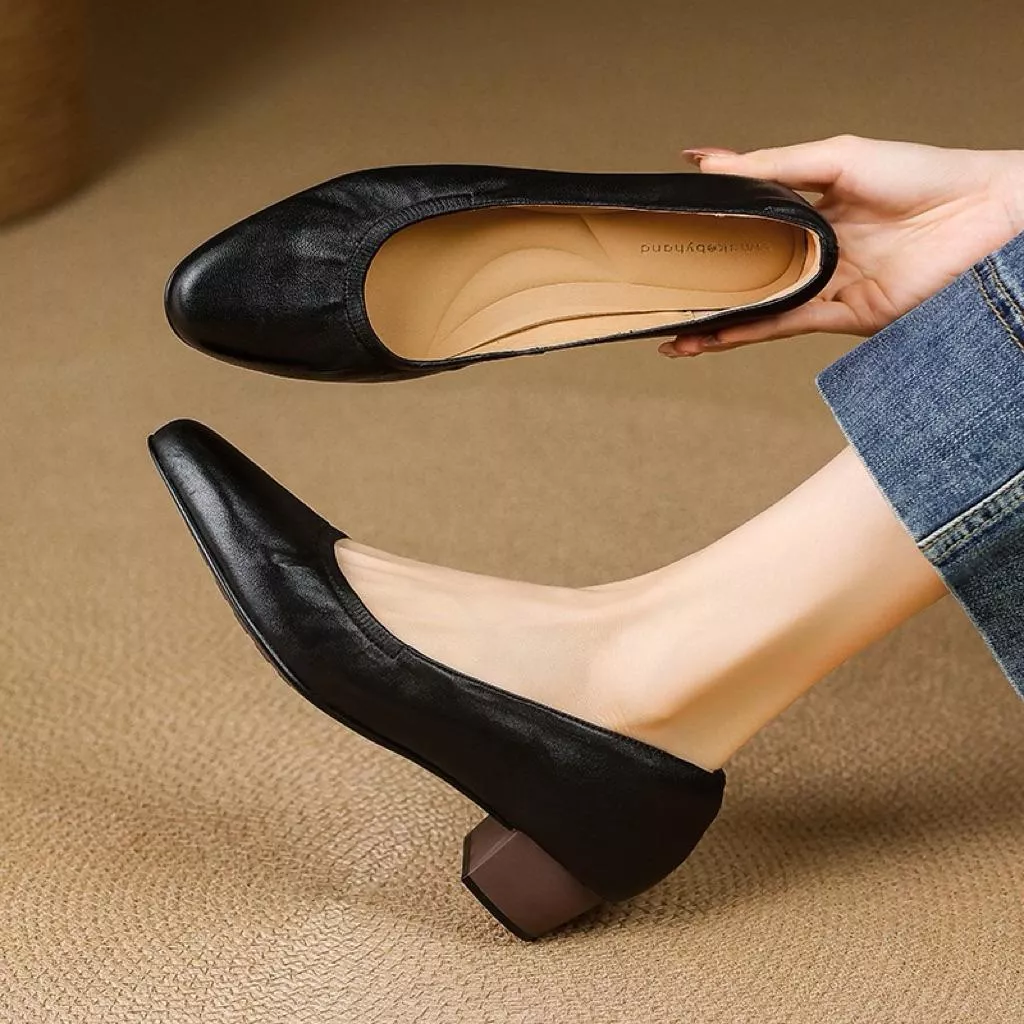 真皮跟鞋DANDT時尚羊皮圓頭通勤跟鞋（26 FEB LON)同風格請在賣場搜尋-歐美女鞋