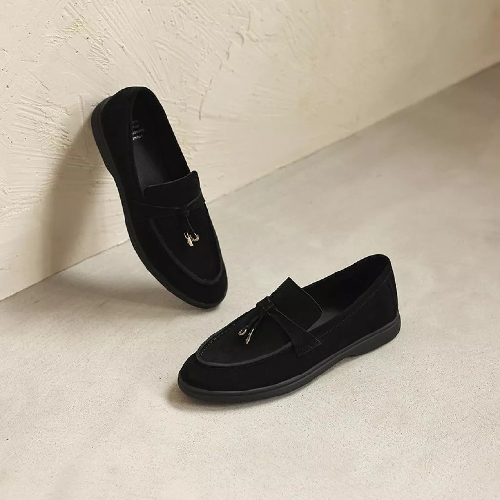 真皮樂福鞋DANDT時尚羊反絨復古釦飾樂福鞋（26 FEB LON)同風格請在賣場搜尋-歐美女鞋