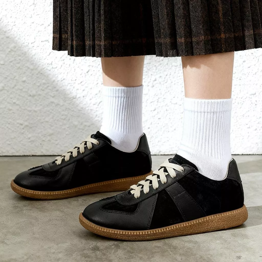 真皮休閒鞋DANDT時尚牛皮手工復古圓頭拼色休閒鞋（26 MAR LON)同風格請在賣場搜尋-歐美女鞋