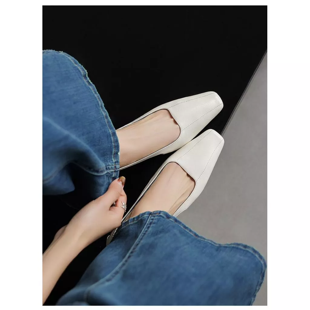 真皮單鞋DANDT時尚牛皮方頭側空平底鞋（26 MAR LON)同風格請在賣場搜尋-歐美女鞋