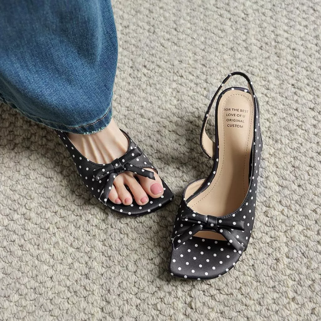 低跟涼鞋DANDT時尚沙丁布羊皮墊蝴蝶結低跟涼鞋（26 MAR LON)同風格請在賣場搜尋-歐美女鞋