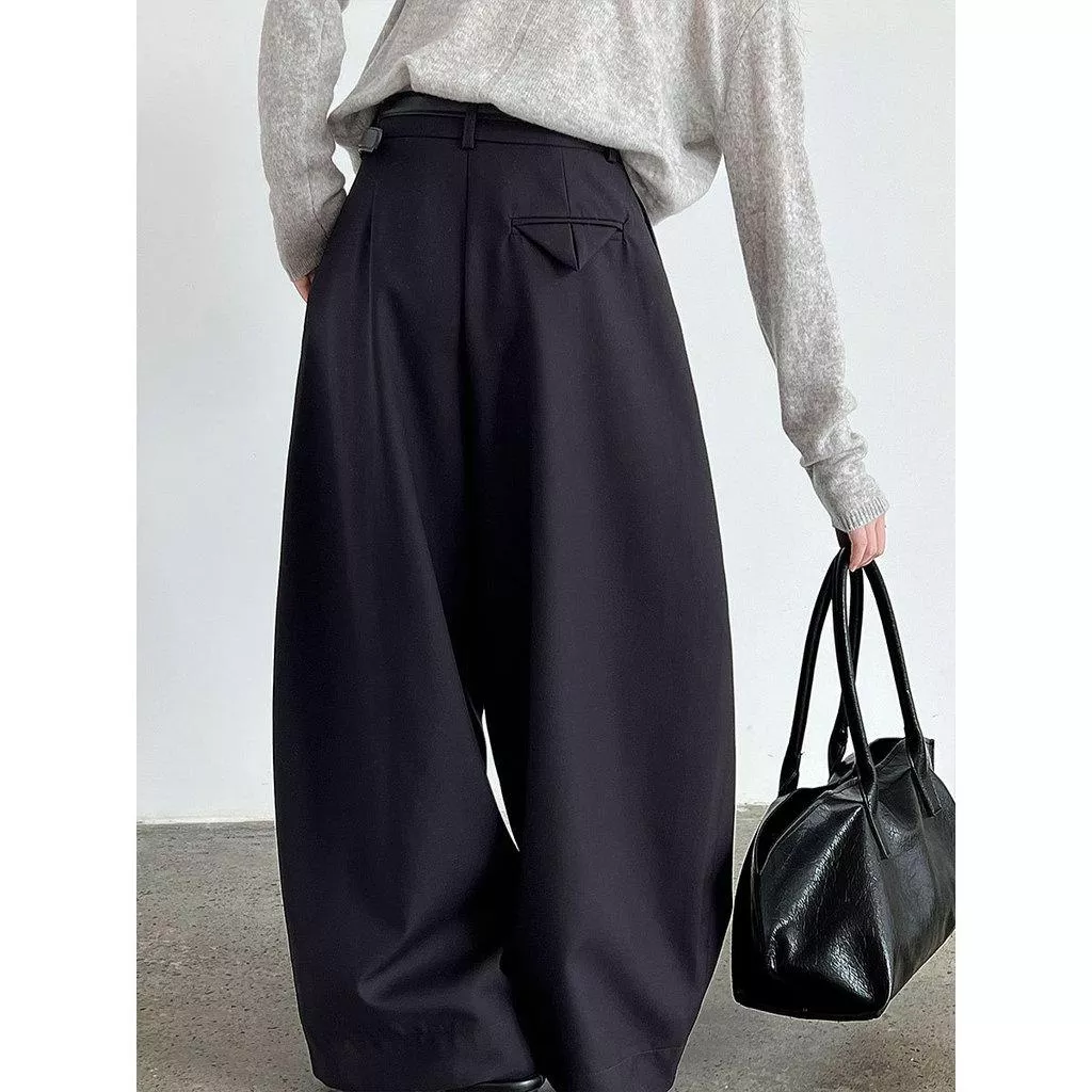 DANDT 設計感口袋繭型燈籠西裝褲女秋季新款垂感氣球褲長褲子1735(26 MAR LUC)