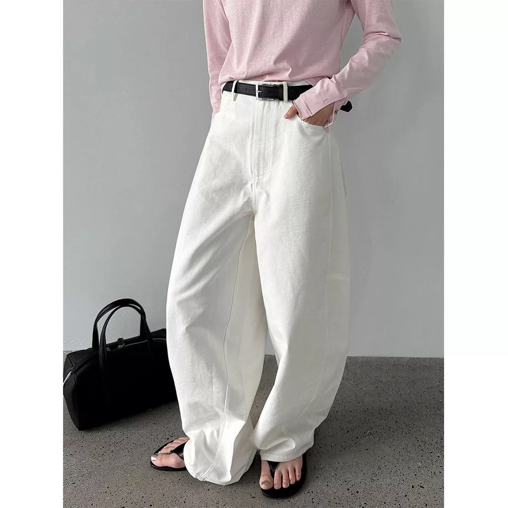 DANDT 日系簡約鬆弛感設計彎刀休閒褲女2026春季新款闊腿長褲1794(26 MAR LUC)