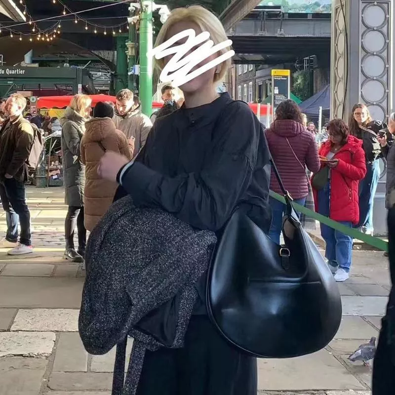 DANDT 裏外全頭層皮~小衆輕便頭層牛皮通勤女包單肩休閒馬鞍包真皮包女（23 JULY THU） 歐美包款