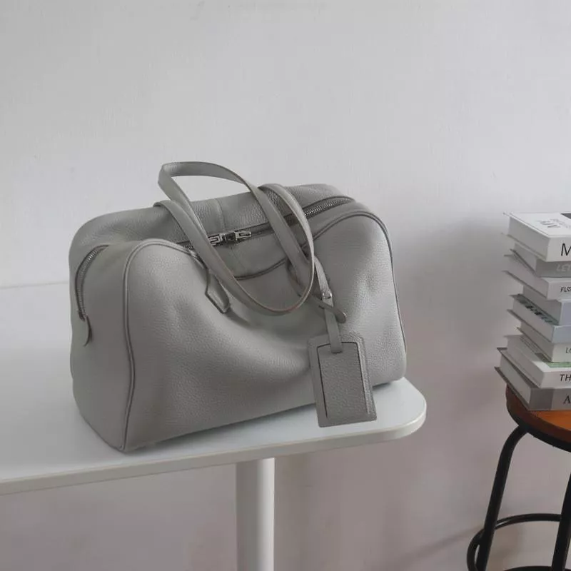 DANDT 通勤系列~高級質感簡約35cm保齡球TC頭層牛皮維多利亞包手提包女(23 JULY THU) 歐美包款