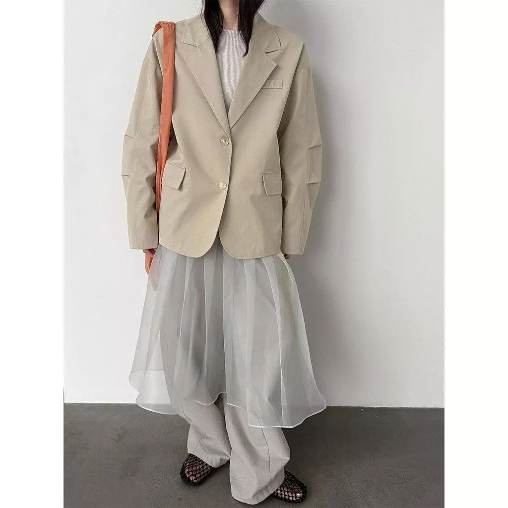 DANDT 韓系極簡西裝外套女2026春季新款鬆弛通勤百搭西服上衣3787(26 MAR LUC)