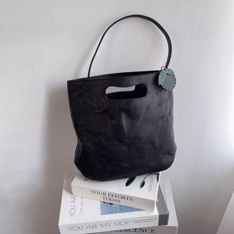 DANDT 簡約小衆文藝真皮包通勤氣質頭層牛皮手提包復古單肩斜跨包(23 JULY THU) 歐美包款