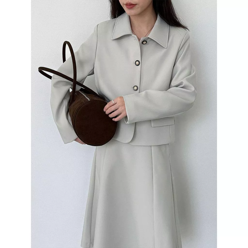 DANDT 韓系小香風外套+百褶半身裙女26早春新款通勤休閒套裝89027(26 MAR LUC)