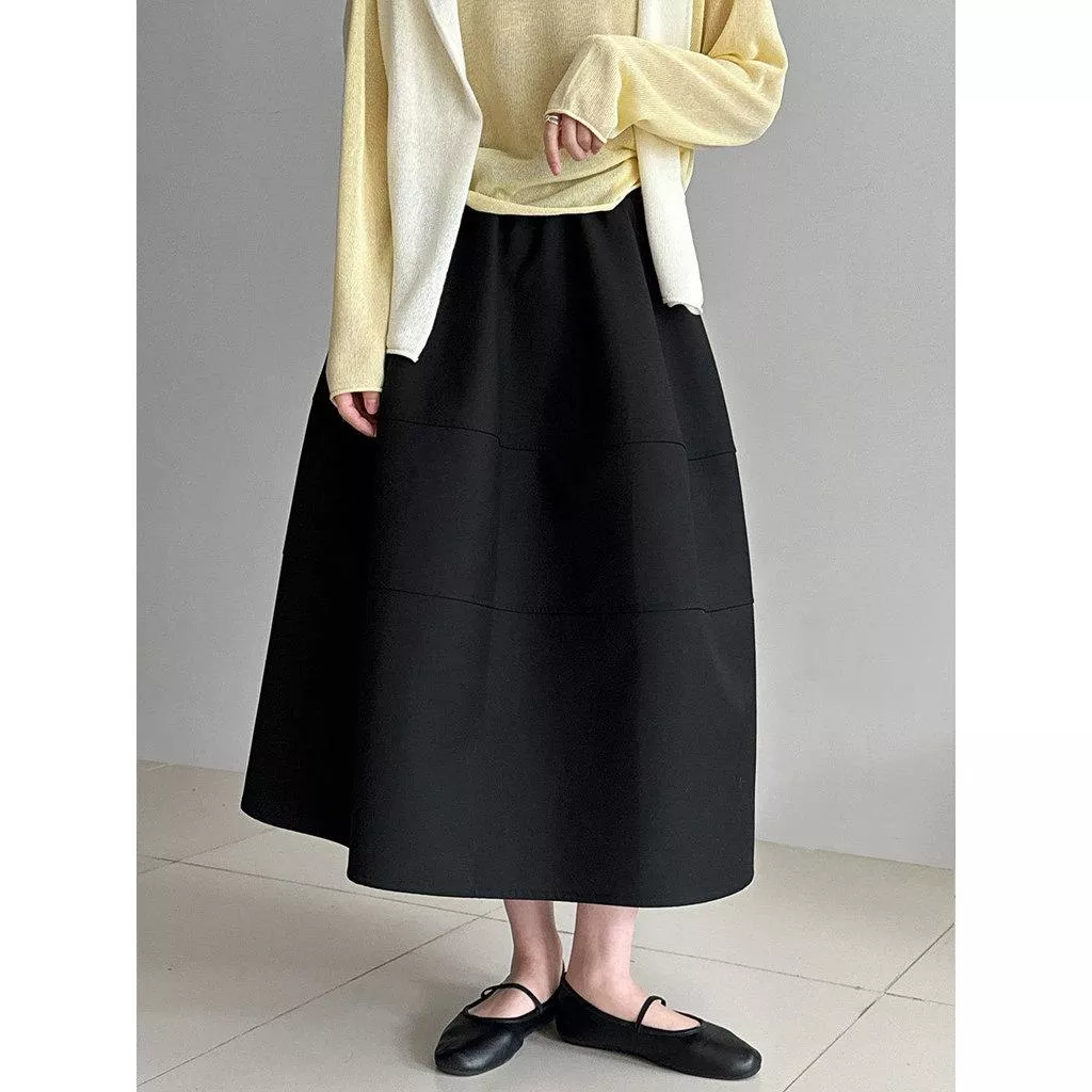 DANDT 通勤高級感花苞半身裙女2026早春鬆緊腰遮胯顯瘦A字裙子3765(26 MAR LUC)