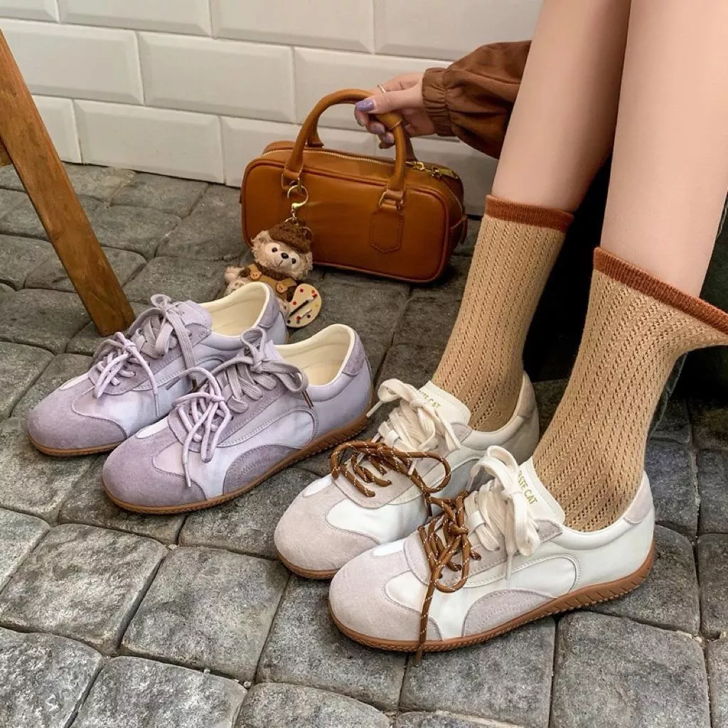 真皮休閒鞋DANDT時尚真皮拼色圓頭繫帶休閒鞋（26 FEB BHS)同風格請在賣場搜尋-歐美女鞋