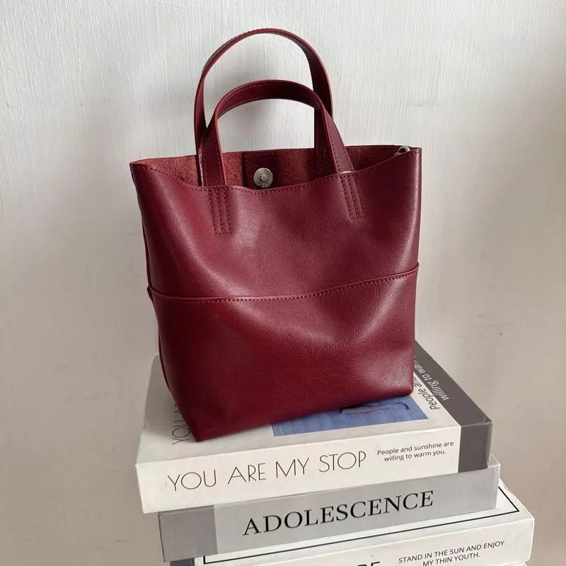 DANDT 2025秋冬新款植鞣頭層牛皮水桶包小包大容量時尚手提托特包女包(23 JULY THU) 歐美包款