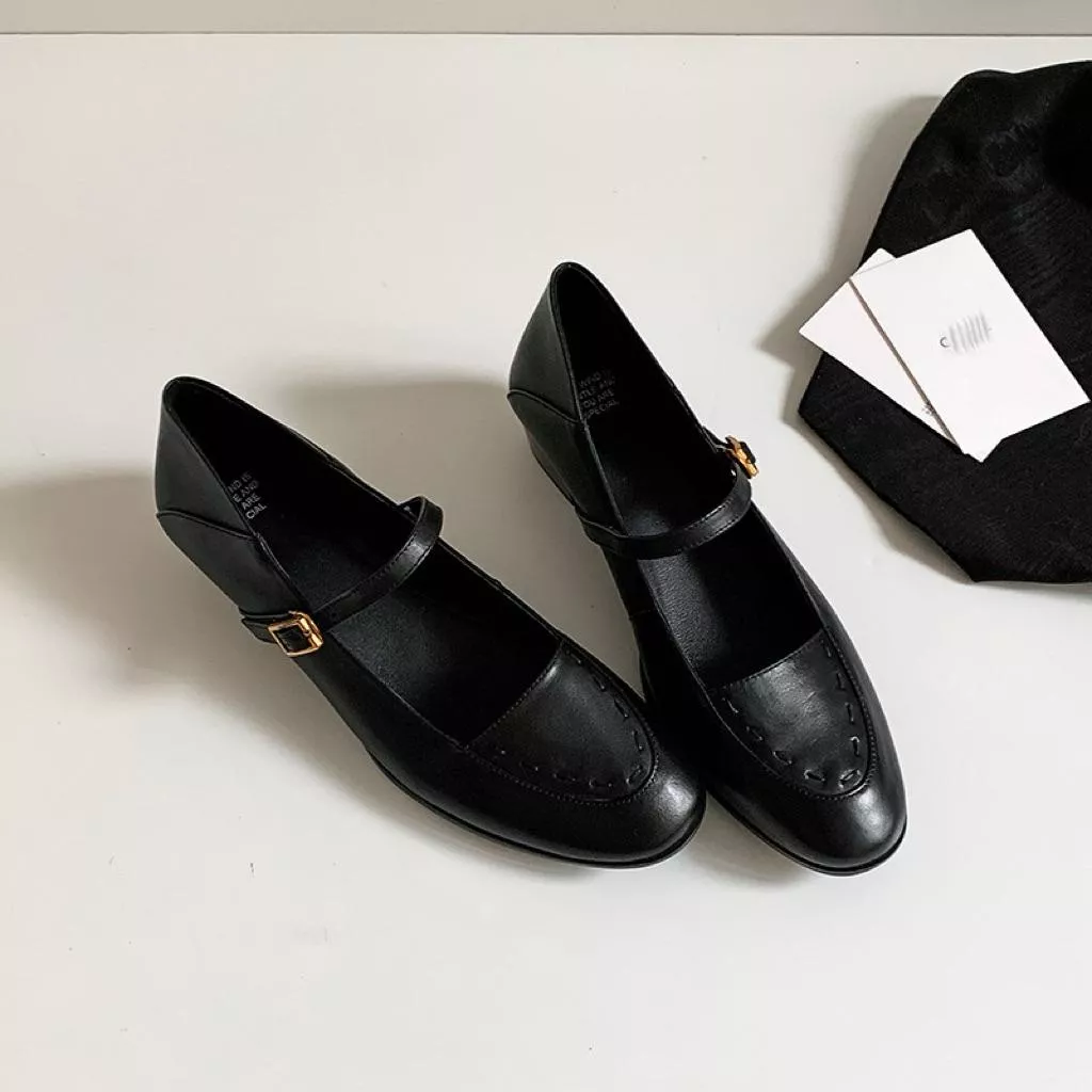 真皮單鞋DANDT時尚牛皮一字帶瑪麗珍復古單鞋（26 FEB LON)同風格請在賣場搜尋-歐美女鞋