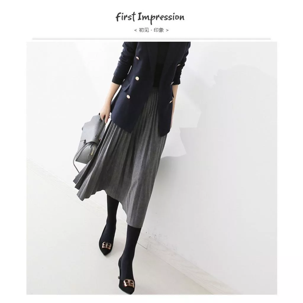 日系百褶裙DANDT時尚針織百褶高腰顯瘦半身裙（26 MAR IAN2)同風格請在賣場搜尋-歐美服飾