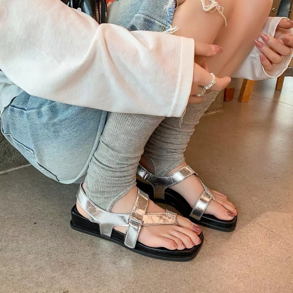 真皮涼鞋DANDT時尚牛皮交叉帶套趾羅馬沙灘涼鞋（26 JUL lon)同風格請在賣場搜尋-歐美女鞋