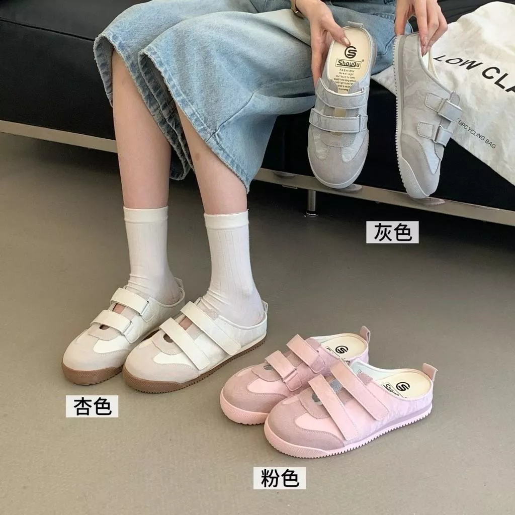 DANDT爆款2026夏新款魔術貼包頭半拖女鞋外穿博肯鞋厚底休閒穆勒鞋(26 AUG SOU）